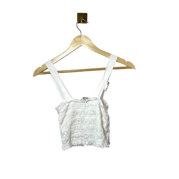 American Eagle Cropped Smocked Tank Top in White Size XS - Picture 9 of 10
